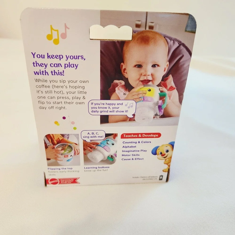 New Fisher Price Laugh & Learn Wake Up & Learn Coffee Mug 6 - 36 Months